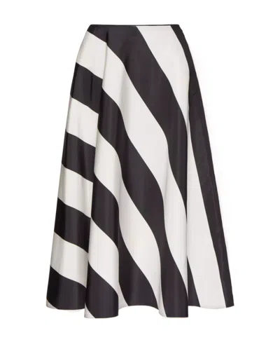 Valentino Two-toned A-line Skirt In Black