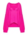 Valentino Oversize Wool Rib Knit Sweater In Pink