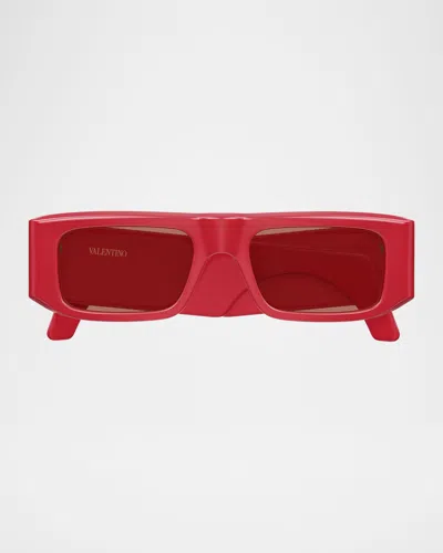 Valentino Ultra Vintage 52mm Rectangular Sunglasses In Red