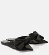 Valentino Un Château Bow Satin Mules In Schwarz