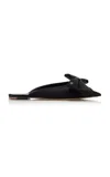 Valentino Un Château Bow Satin Mules In Black