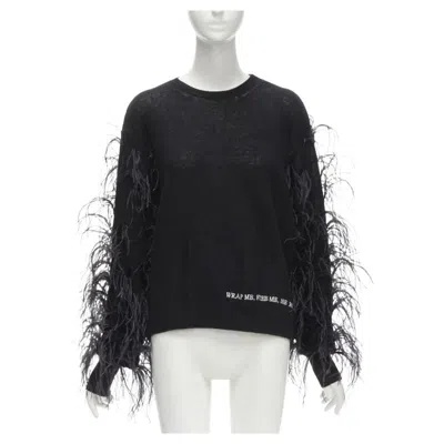 Pre-owned Valentino Undercover Wool Cashmere Feather Wrap Me Free Me See Me Sweater Xs In Black