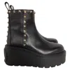 Valentino Uniqueform Leather Ankle Boots In Black