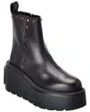 Valentino Uniqueform Rockstud Leather Chelsea Platform Booties In Black