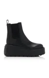 Valentino Leather Vlogo Uniqueform Platform Boots In Black