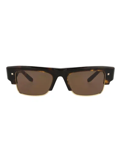 Valentino Unisex Acetate Square Sunglasses In Brown