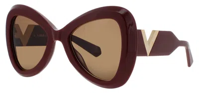 Valentino Unisex Acetate Sunglasses V-gold-iii-vls 53-22-140 In Brown