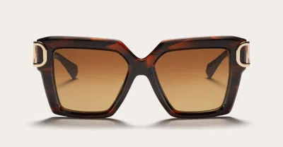 Valentino Uno - Brown Swirl / White Gold Sunglasses In Brown/gold