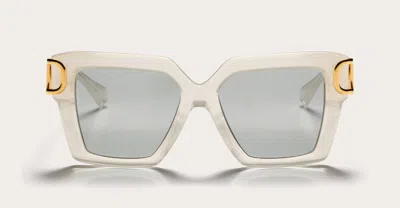 Valentino White Vlogo Square-frame Sunglasses
