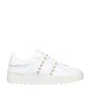 Valentino Garavani White Leather Rockstud Untitled Sneakers In White