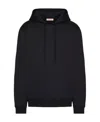 Valentino Embellished Hooded Sweatshirt With Drawstring And Pouch Pocket In Black