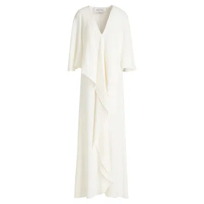 Pre-owned Valentino Unworn  Draped Cady Silk Evening Cape T Ruffle Dress Gown Bridal 40 In White