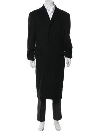 Pre-owned Valentino Uomo Virgin Wool Coat In Black