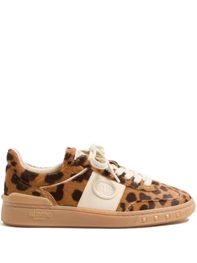 Valentino Garavani Upvillage Leopard Calf Hair Sneakers In Animal Print
