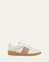 Valentino Upvillage Bicolor Stripe Low-top Sneakers In Ycc Ivory-rose Cannelle/skin/ambra