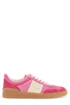 Valentino Upvillage Embossed Leather-trimmed Paneled Suede Sneakers In Fuchsia