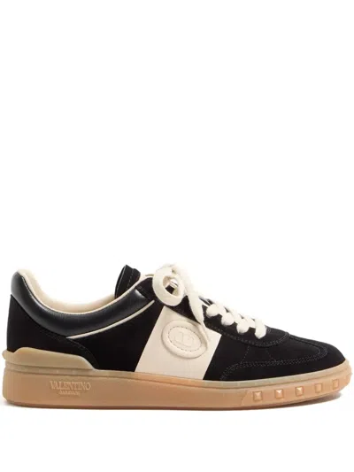 Valentino Garavani Lace-up Footwear Featuring Contrast Panel In Black