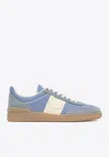 Valentino Garavani Upvillage Low Top Trainer In Crust Leather And Nylon In Blue