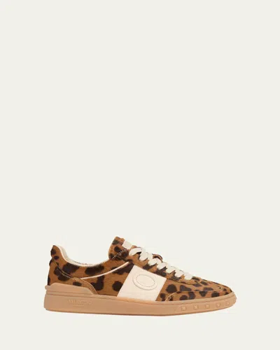 Valentino Garavani Upvillage Leopard Calf Hair Sneakers In Animal Print
