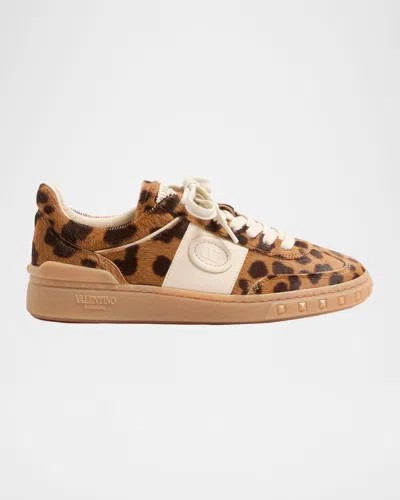 VALENTINO GARAVANI UPVILLAGE LEOPARD CALF HAIR SNEAKERS