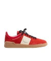 Valentino Garavani Upvillage Low Top Trainer In Split Leather And Calfskin Nappa Leather In Red