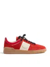 Valentino Garavani Upvillage Low Top Trainer In Split Leather And Calfskin Nappa Leather In Red