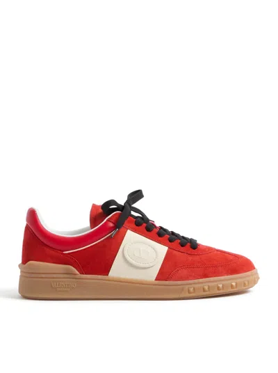 VALENTINO GARAVANI UPVILLAGE LOW TOP SNEAKER IN SPLIT LEATHER AND CALFSKIN NAPPA LEATHER