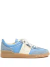 Valentino Upvillage Suede-trimmed Leather Sneakers In Blue