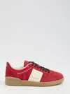 Valentino Garavani Upvillage Low Top Trainer In Split Leather And Calfskin Nappa Leather In Red