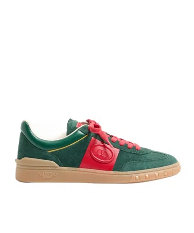 Valentino Garavani Upvillage Low Top Trainer In Split Leather And Calfskin Nappa Leather In Multi