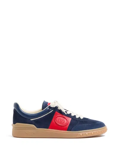 Valentino Garavani Upvillage Low-top Trainers In Split-leather And Calfskin Nappa-leather In Blue