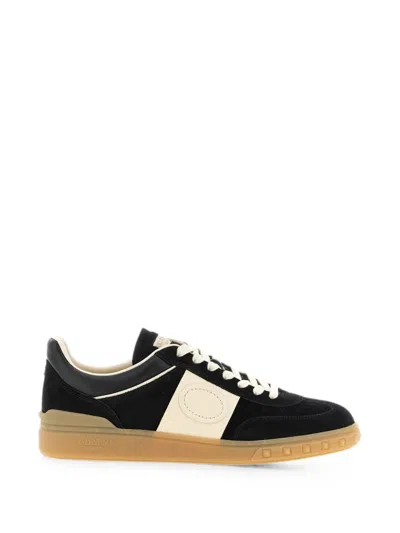 Valentino Garavani Upvillage Low Top Trainers In Split Leather And Calfskin Nappa Leather In Black