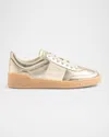 Valentino Garavani Upvillage Panelled Metallic Leather Sneakers In Platino/ivory/ivory/ambra