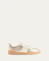 Valentino Garavani Upvillage Panelled Metallic Leather Sneakers In Platino/ivory/ivory/ambra