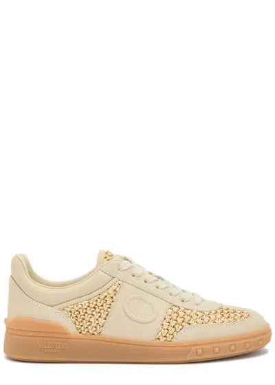 Valentino Garavani Upvillage Sneakers In Woven Raffia In Neutral