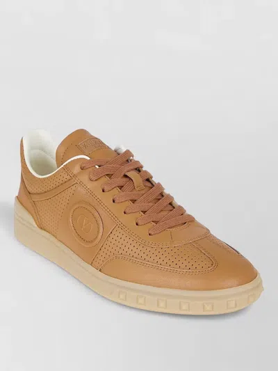 Valentino Garavani Upvillage Sneaker Perforated Nappa Leather Band In Brown