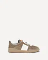 Valentino Low Top Sneaker Contrast Stitching In Brown