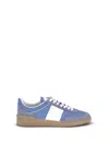 Valentino Upvillage Suede-trimmed Leather Sneakers In Blue