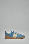 Valentino Garavani Upvillage Low Top Trainer In Crust Leather And Nylon In Blue