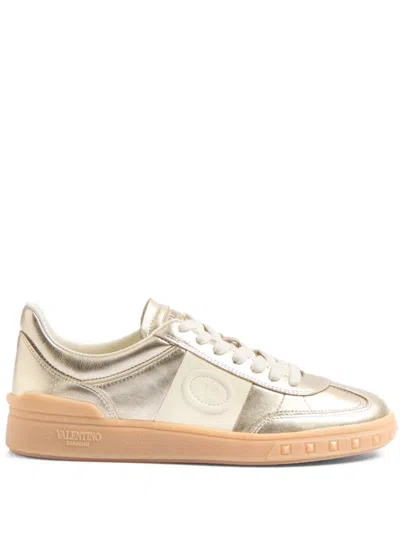 Valentino Garavani Upvillage Panelled Metallic Leather Sneakers In Gold