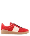 Valentino Garavani Upvillage Low Top Trainer In Split Leather And Calfskin Nappa Leather In Red