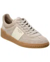 Valentino Suede High-top Sneakers Contrast Panel In Neutral
