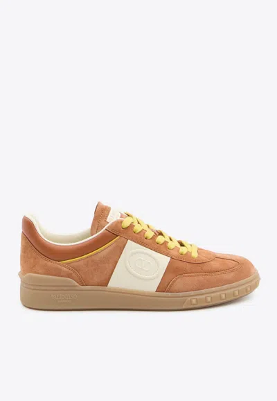 Valentino Garavani Upvillage Suede Low-top Sneakers In Orange