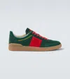 Valentino Garavani Upvillage Low Top Trainer In Split Leather And Calfskin Nappa Leather In Green