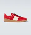 Valentino Garavani Upvillage Low Top Trainer In Split Leather And Calfskin Nappa Leather In Rot