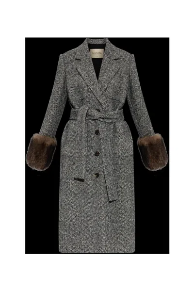 Valentino Urban Chevron Wool-blend Jacket In Avorio/nero