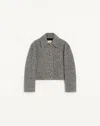 Valentino Tailored Peacoat Cropped Houndstooth Long Sleeves In Ivory/black