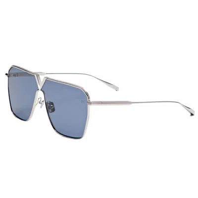 Valentino V - Goldshield Grey Pilot Unisex Sunglasses Vls-137 A 134 In Blue