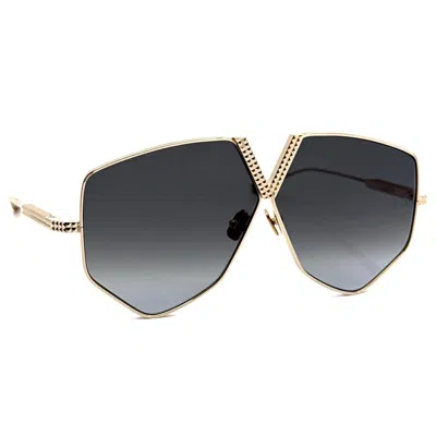 Valentino V - Hexagon Grey Gradient Irregular Unisex Sunglasses Vls-115 A 64 In Gold
