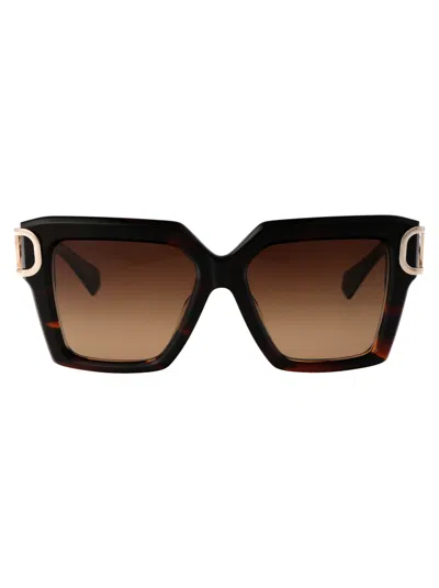 Valentino V - Uno Sunglasses In 107b Brn - Gld